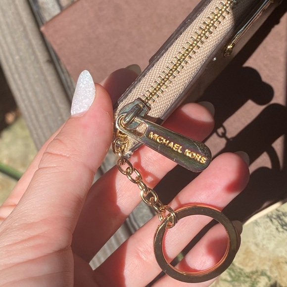 Michael Kors Gold & Tan KeyPouch Cardholder Wallet - Picture 7 of 16